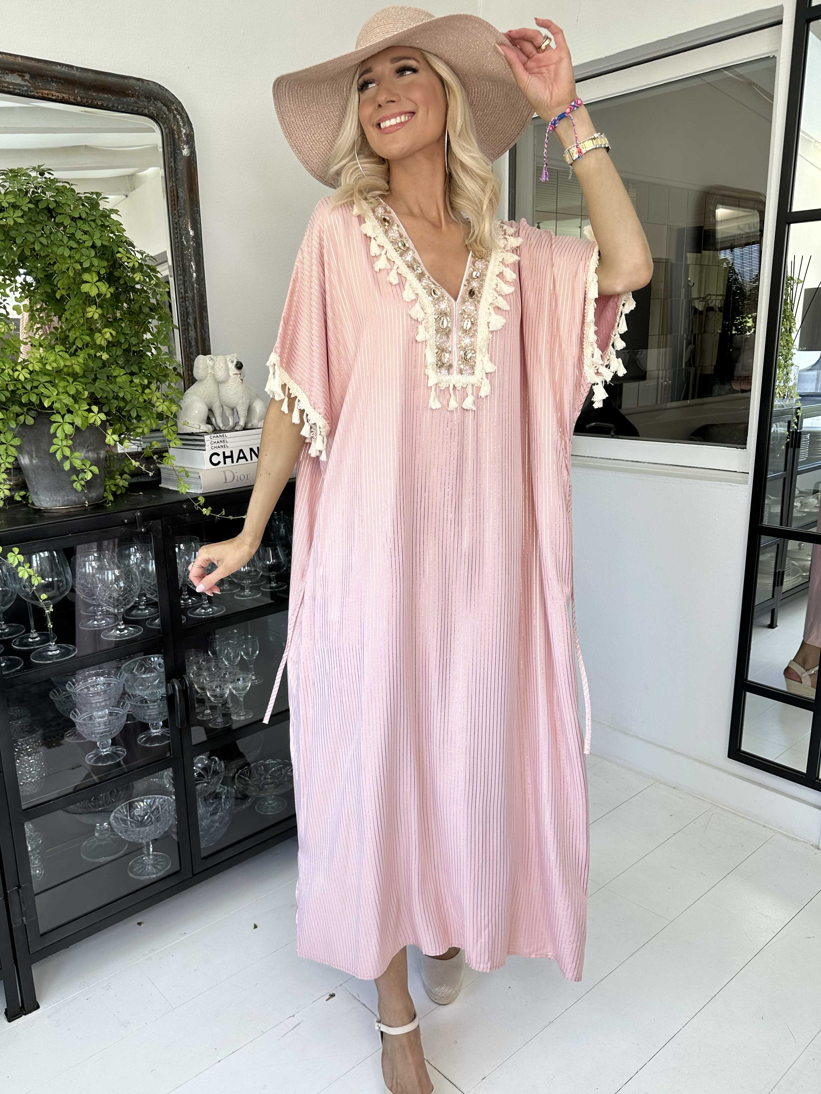 Dua Stripe - Lang tunikakjole med søde broderet detaljer